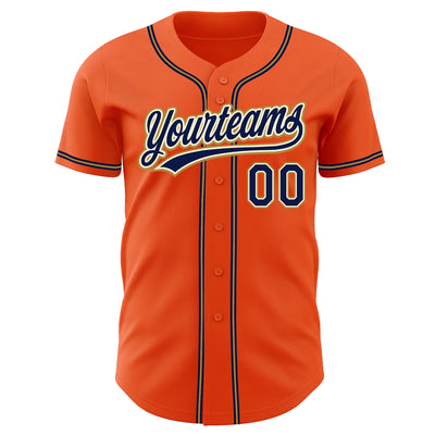 Custom Orange Navy Cream-Old Gold Authentic Baseball Jersey