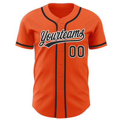 Custom Orange Black-White Authentic Baseball Jersey