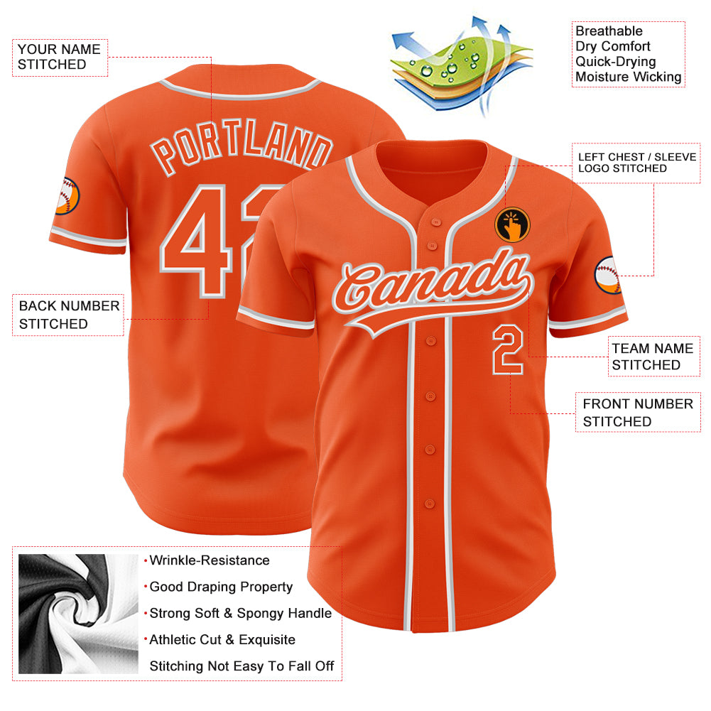 Custom Orange Orange-Gray Authentic Baseball Jersey