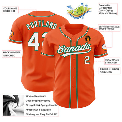 Custom Orange White-Kelly Green Authentic Baseball Jersey