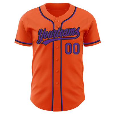 Custom Orange Purple-Black Authentic Baseball Jersey