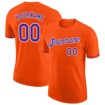 Custom Orange Purple-White Performance T-Shirt