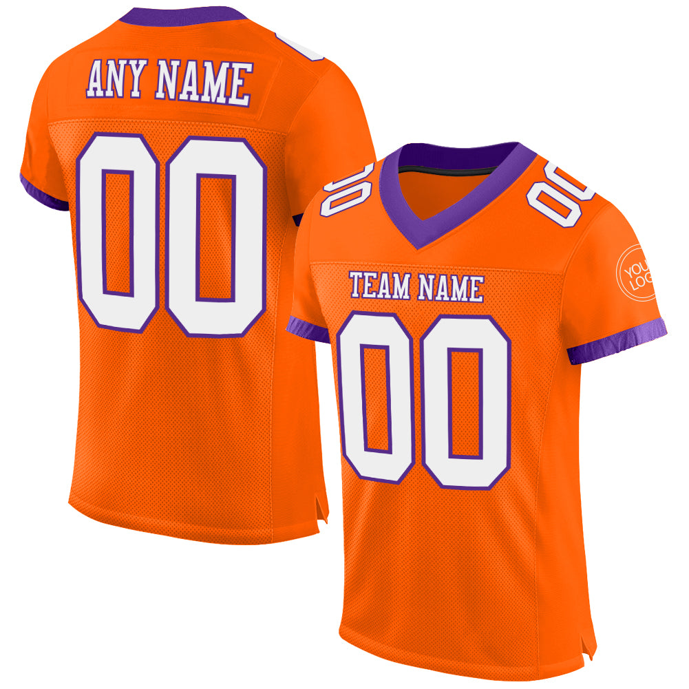 Custom Green Orange-White Mesh Authentic Football Jersey