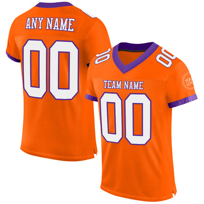 Custom Orange White-Purple Mesh Authentic Football Jersey