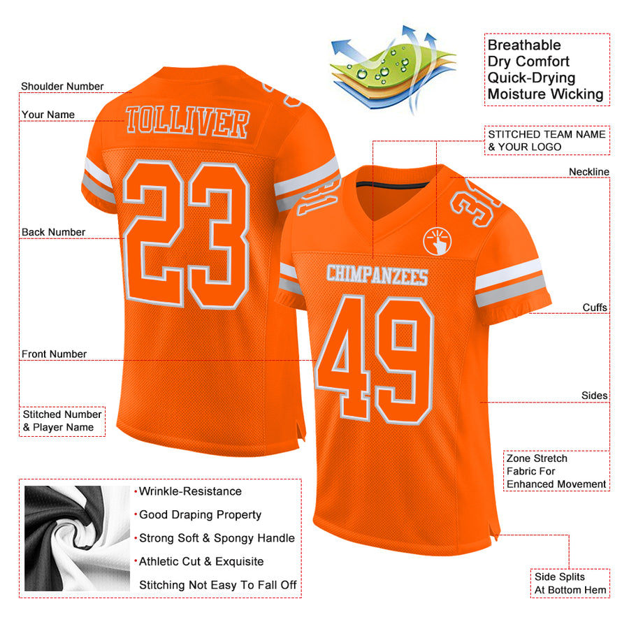 Custom Cream Orange-Kelly Green Mesh Authentic Football Jersey Clearance –  FanCustom