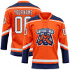 Custom Orange White-Navy Hockey Lace Neck Jersey