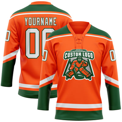 Custom Green Cream-Red Hockey Jersey Discount - FansIdea