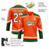 Custom Orange White-Green Hockey Lace Neck Jersey