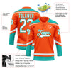 Custom Orange White-Aqua Hockey Lace Neck Jersey