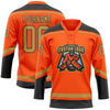 Custom Orange Old Gold-Black Hockey Lace Neck Jersey