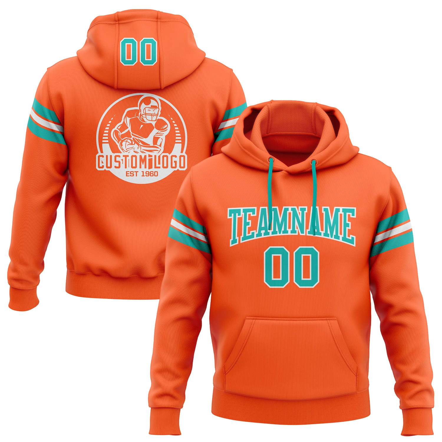 NFL Miami Dolphins Aqua Orange Camo 3D Pullover Hoodie For Fans