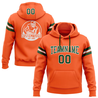 Custom Stitched Orange Green-White Football Pullover Sweatshirt Hoodie