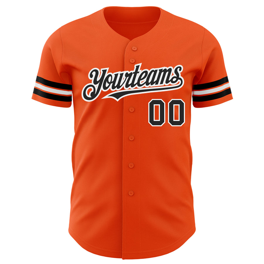 Custom Orange Black-White Authentic Baseball Jersey