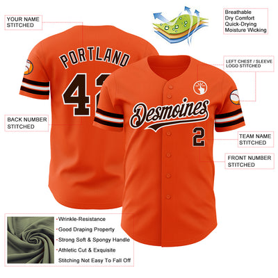 Custom Orange Brown-White Authentic Baseball Jersey