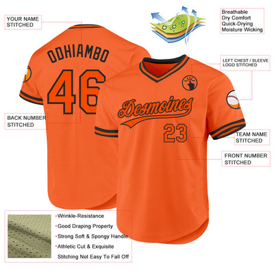 Custom Orange Black Authentic Throwback Baseball Jersey