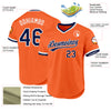 Custom Orange Navy-White Authentic Throwback Baseball Jersey