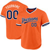 Custom Orange Navy-White Authentic Throwback Baseball Jersey