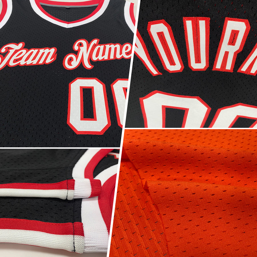 Custom Orange Green-White Authentic Throwback Basketball Jersey