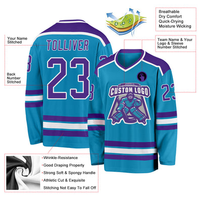 Custom Panther Blue Purple-White Hockey Jersey