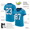 Custom Panther Blue White-Navy Mesh Authentic Football Jersey