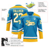 Custom Panther Blue White-Gold Hockey Lace Neck Jersey