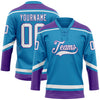 Custom Panther Blue White-Purple Hockey Lace Neck Jersey