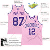 Custom Light Pink Purple-White Authentic Throwback Basketball Jersey