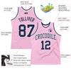 Custom Light Pink Navy-White Authentic Throwback Basketball Jersey