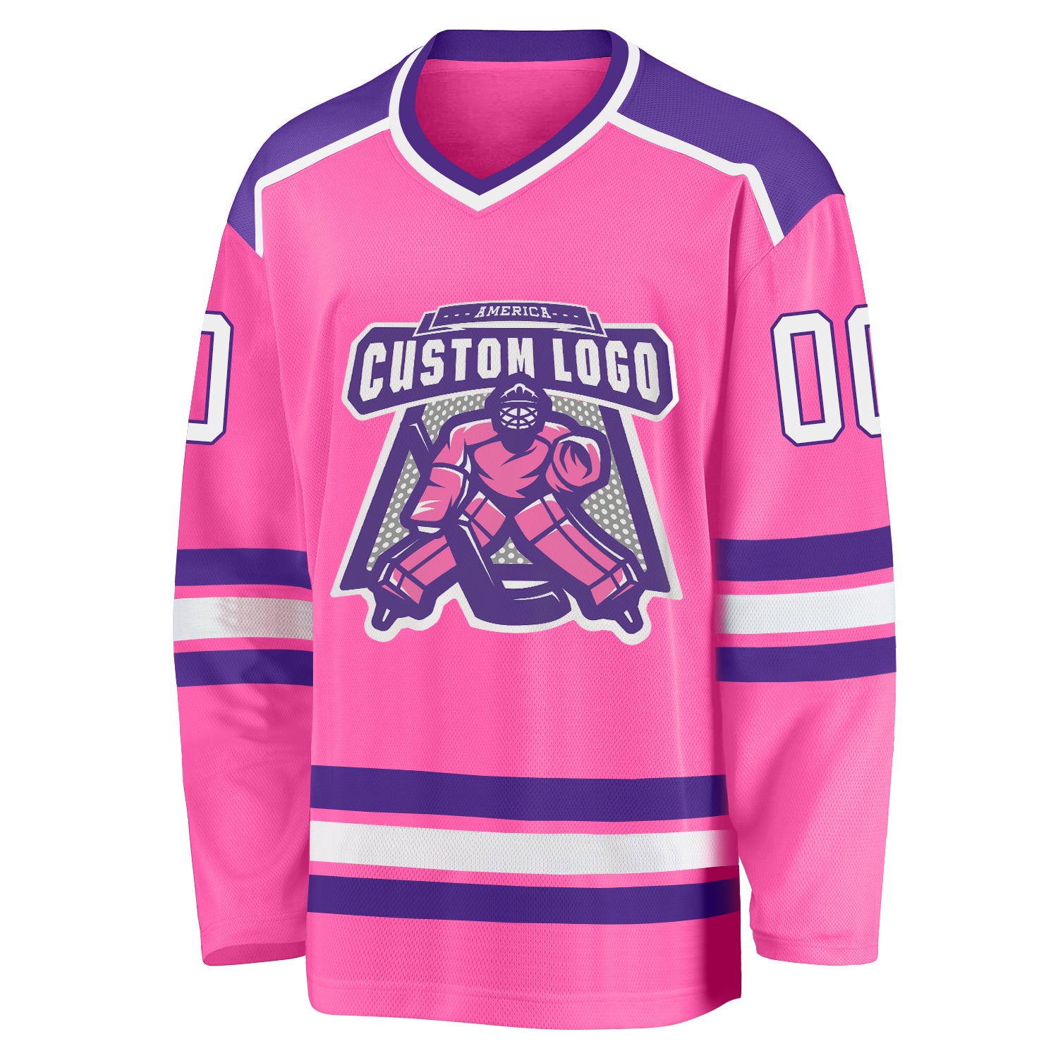 Custom Pink White-Purple Hockey Jersey