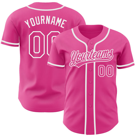 Custom Pink Baseball Jersey-White Authentic - FansIdea