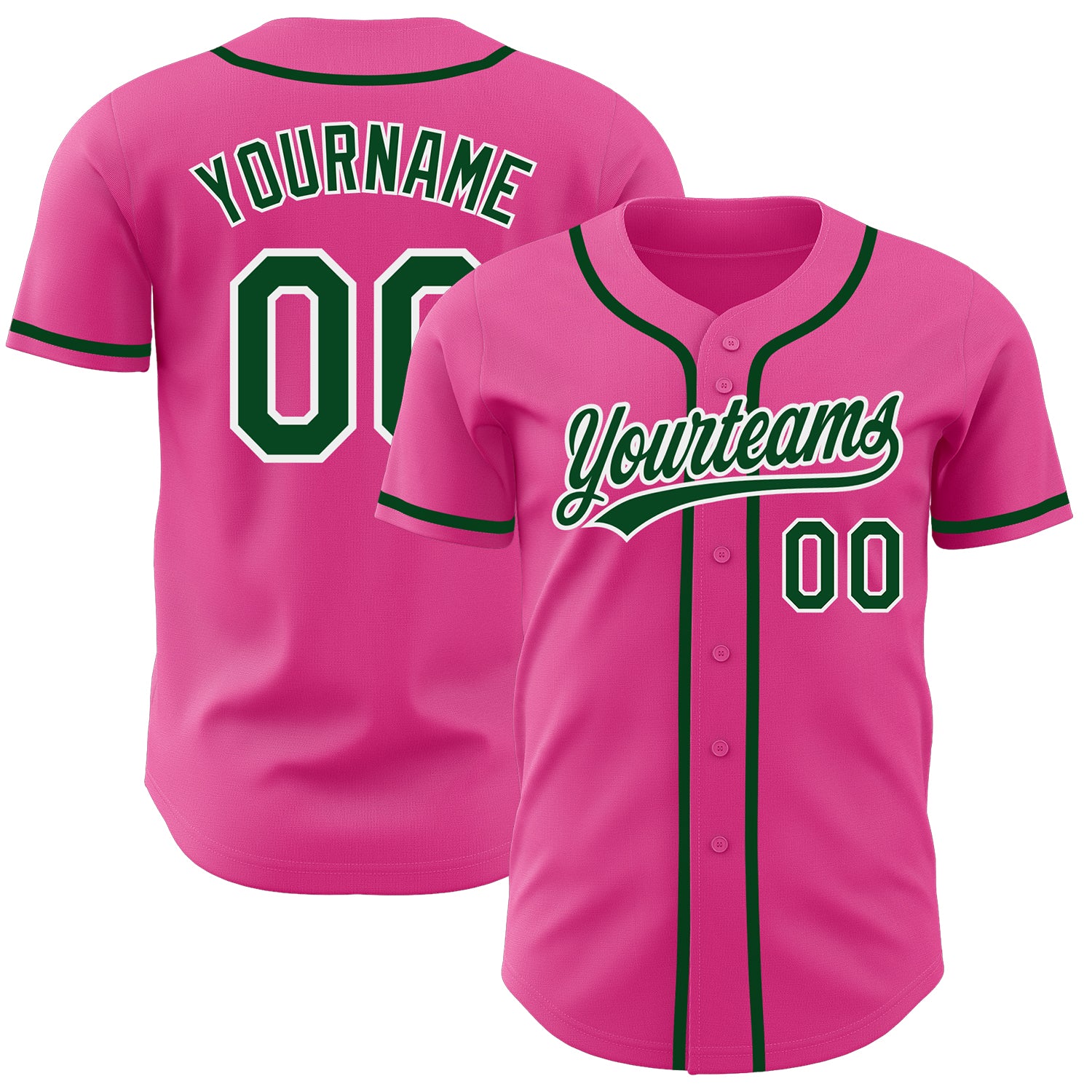 Custom Neon Green Baseball Jersey Pink-Navy Authentic - FansIdea