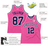 Custom Pink White Pinstripe Navy-White Authentic Basketball Jersey