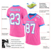 Custom Pink White-Powder Blue Mesh Authentic Football Jersey