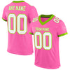 Custom Pink White-Neon Green Mesh Authentic Football Jersey