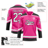 Custom Pink White-Black Hockey Lace Neck Jersey