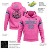 Custom Stitched Pink Light Blue-Black Football Pullover Sweatshirt Hoodie