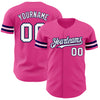 Custom Pink White-Navy Authentic Baseball Jersey