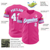 Custom Pink White-Light Blue Authentic Baseball Jersey