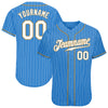 Custom Powder Blue White Pinstripe White-Old Gold Authentic Baseball Jersey