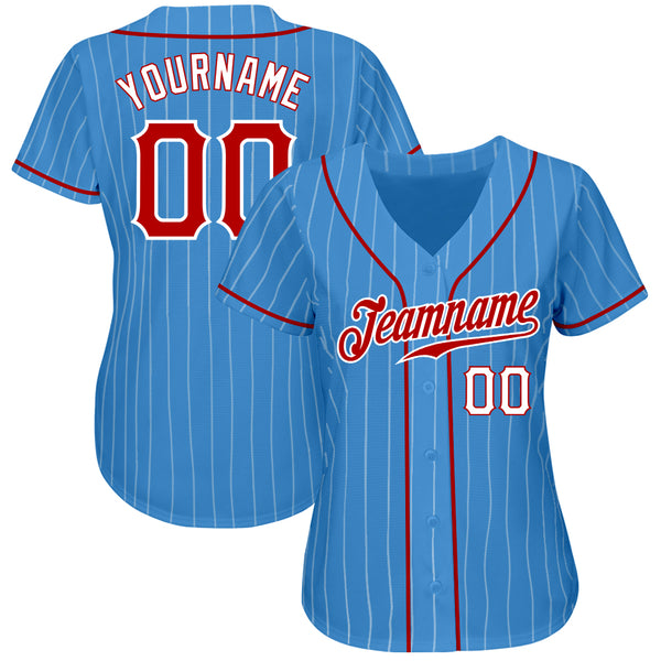 Custom Baseball Jersey Embroidered Your Names and Numbers –  Pinstripe(White/Red)