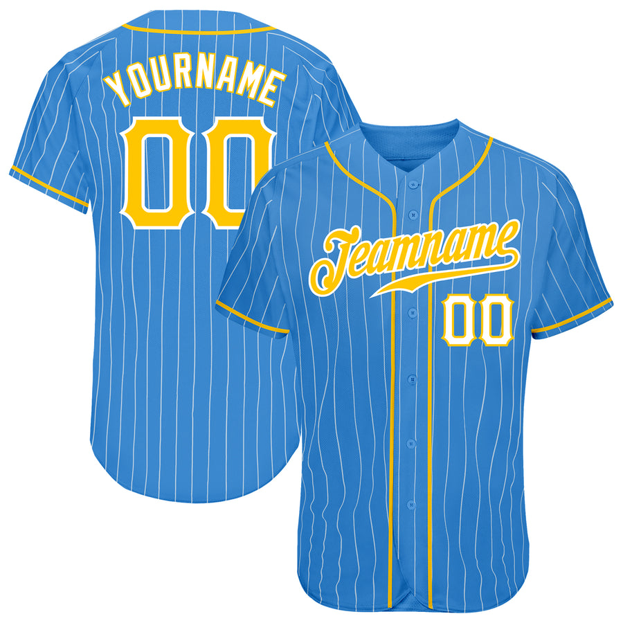 Custom Light Blue White Pinstripe Royal-White Authentic Baseball Jersey in  2023