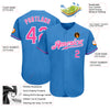 Custom Powder Blue Pink-White Authentic Baseball Jersey