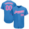 Custom Powder Blue Pink-White Authentic Baseball Jersey