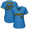 Custom Powder Blue Black-Gold Authentic Baseball Jersey