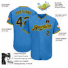 Custom Powder Blue Black-Gold Authentic Baseball Jersey