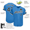 Custom Powder Blue Black-White Authentic Baseball Jersey