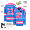 Custom Powder Blue Pink-White Hockey Jersey