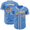 Custom Powder Blue Vintage USA Flag-Cream Authentic Baseball Jersey