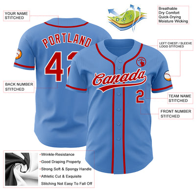 Custom Powder Blue Red-White Authentic Baseball Jersey