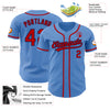 Custom Powder Blue Red-Navy Authentic Baseball Jersey